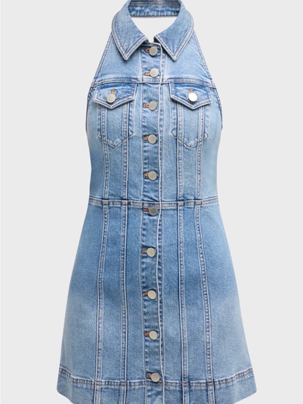 Alice + Olivia Kendall Denim Halter Mini Dress